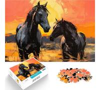 Rompecabezas para Adultos de 1000 Piezas Caballo al Atardecer Hecho de cartón para Mayores de 14 años Juguetes de Bricolaje cumpleaños y Navidad. tamaño:26x38cm