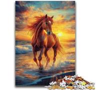 Rompecabezas para Adultos de 1000 Piezas, Caballo al Atardecer, Juego desafiante y Familiar, decoración de Pared, cumpleaños y Navidad, 50x75cm
