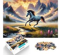 Rompecabezas para Adultos de 1000 Piezas Caballo Corriendo por Las montañas Montaje de Patrones Juego Educativo para cumpleaños y Navidad. 75x50cm
