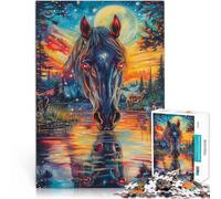 Rompecabezas para Adultos de 1000 Piezas “Caballo de Ojos Rojos” Hecho de Papel，para Mayores de 14 años Decoración artística del hogar Regalos para Amigos y Familiares。tamaño：26x38cm