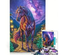 Rompecabezas para Adultos de 1000 Piezas Caballo majestuoso bajo una Noche Estrellada decoración de Pared Ideal para la diversión Familiar Toda la Familia 50x75cm