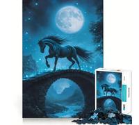 Rompecabezas para Adultos de 1000 Piezas Caballo Negro cabalgando sobre Estrellas,Arte de Corte Fino,desafío Inteligente y Divertido,Juego para Momentos de Tranquilidad,Regalo para Aficionados