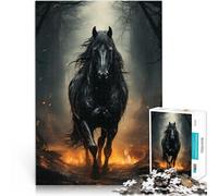 Rompecabezas para Adultos de 1000 Piezas Caballo Negro Caminando Juguetes de Juego para Regalo Familiar Mejorar el Amor Entre Parejas 52x38cm