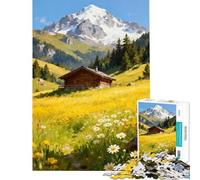 Rompecabezas para adultos de 1000 piezas Cabaña alpina en un prado de verano Ideal para cumpleaños y Navidad Divertido juego antiestrés para mayores de 14 años Juego de rompecabezas disponible 38x52cm