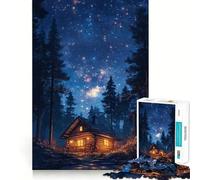 Rompecabezas para Adultos de 1000 Piezas Cabaña bajo el Cielo Estrellado,Corte Premium,lógica Divertida,Juguete fácil de Usar,decoración navideña para la Pared (38x52cm)
