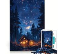 Rompecabezas para Adultos de 1000 Piezas Cabaña bajo el Cielo Estrellado Juego de Ajuste preciso Juguete Inteligente para ejercitar la Mente Tiempo Libre Regalo de cumpleaños (50x75cm)