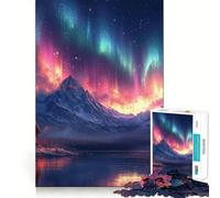 Rompecabezas para Adultos de 1000 Piezas Cabaña bajo la Aurora Boreal,Corte Premium,lógica Divertida,Juguete fácil de Usar,decoración navideña para la Pared (38x26cm)