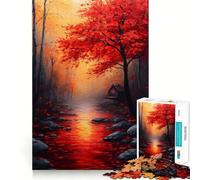 Rompecabezas para Adultos de 1000 Piezas,Cabaña Junto al río en otoño,Juego de Ajuste Exacto,Juego de Habilidad Mental,Juego Libre,Escena navideña,Arte (50x75cm)