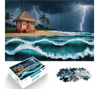 Rompecabezas para Adultos de 1000 Piezas Cabaña Tiki en Medio de la tormenta Desafiante Difícil Regalos de cumpleaños, Regalos, Arte Mural 75x50cm