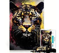 Rompecabezas para Adultos de 1000 Piezas,Cabeza de Tigre Negra y Dorada,fácil de armar,decoración,Juego Divertido para Pensar,Tiempo de Juego Acogedor,Regalo de cumpleaños para Aficionados (50x75cm)