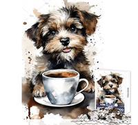 Rompecabezas para Adultos de 1000 Piezas: Cachorro a la Hora del té Juguetes de decoración para el hogar Grandes Regalos y Juguetes Juego Educativo Cada Pieza es única Tamaño: 38x52cm