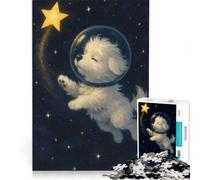 Rompecabezas para Adultos de 1000 Piezas Cachorro Persiguiendo Estrellas en el Espacio Juego Familiar para Relajarse intelectualmente un Juego desafiante Ideal para Regalar 38x26cm