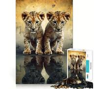 Rompecabezas para Adultos de 1000 Piezas,Cachorros de león de la Selva,decoración de Ajuste Limpio,Juguete de desafío Mental,Juego Acogedor,Regalo de cumpleaños artístico (38x52cm)