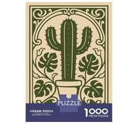 Rompecabezas para Adultos De 1000 Piezas Cactus and Monstera Art Nouveau Rompecabezas para Adolescentes Juego Práctico Decoración del Hogar 38x26cm/1000pcs
