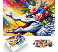 Rompecabezas para Adultos de 1000 Piezas Caimán floreciente majestuoso acrílico Juego Intelectual de Juguete Gran Regalo 38x26cm