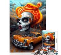 Rompecabezas para Adultos de 1000 Piezas Calavera Mujer y Coche el Alma de la máquina Juguetes de Bricolaje Regalo Divertido Juego Educativo Adecuado para decoración de Escritorio tamaño 38x52cm