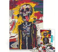 Rompecabezas para Adultos de 1000 Piezas Calavera rebelde con la Lengua Fuera Juegos relajantes interacción Entre Padres e Hijos Regalo de cumpleaños Regalos de Viaje 38x26cm