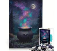 Rompecabezas para Adultos de 1000 Piezas Caldero mágico bajo la luz de la Luna Juegos educativos Corte de precisión colección de Artistas Bellas Artes 38x26cm