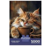 Rompecabezas para Adultos De 1000 Piezas Calico Cat Coffee Morning Rompecabezas para Adultos Juegos Relajantes Desafío Difícil Actividades Divertidas En Casa 70x50cm/1000pcs