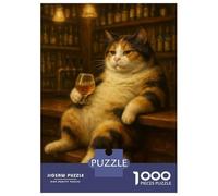 Rompecabezas para Adultos De 1000 Piezas Calico Cat Drinking at The Bar Rompecabezas para Adultos Juego Práctico Corte De Precisión 38x26cm/1000pcs