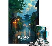 Rompecabezas para Adultos de 1000 Piezas Calle de Kioto Japón bajo la Lluvia Rompecabezas para Adultos antiestrés difícil Ayuda a ejercitar el Cerebro (tamaño 38x26cm)