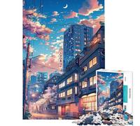 Rompecabezas para Adultos de 1000 Piezas Calle Nocturna Japón Anime Rompecabezas para Adultos Juego Familiar Una Obra de Arte Gran Regalo para los Amantes de los Videojuegos (Tamaño 38x52cm)