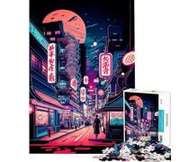 Rompecabezas para Adultos de 1000 Piezas Calles japonesas de Tokio Juego práctico Una Obra de Arte cumpleaños y Navidad (Tamaño 38x52cm)