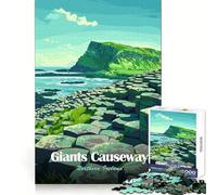 Rompecabezas para Adultos de 1000 Piezas Calzada del Gigante,Irlanda del Norte Ilustración Juego de lógica,Habilidad,Tranquilidad y diversión Arte de Pared navideño 38x52cm