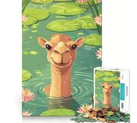 Rompecabezas para Adultos de 1000 Piezas Camello en un Estanque de nenúfares,diseño de Bordes Finos,Juego cognitivo,Juguete Relajante,decoración navideña para Pared (50x75cm)