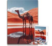 Rompecabezas para Adultos de 1000 Piezas, Camello en un Oasis del Desierto, Reflejo, Horas de Ocio tranquilas, Juguete de Corte preciso, tamaño 38x52cm