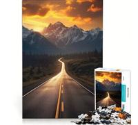 Rompecabezas para Adultos de 1000 Piezas Camino al Atardecer en Las montañas Juguete Educativo difícil y desafiante Que Mejora el Amor Entre Parejas 38x52cm