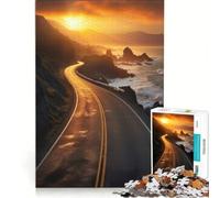 Rompecabezas para Adultos de 1000 Piezas: Camino costero al Amanecer, decoración de Pared, Actividades Divertidas para el hogar, para Fortalecer el Amor en Pareja 38x52cm