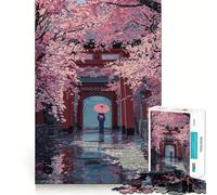 Rompecabezas para Adultos de 1000 Piezas Camino de cerezos en Flor con Mujer y Paraguas Diseño artístico de Corte preciso Un desafío Mental Un Divertido Juego para Pasar el rato Regalo Ideal