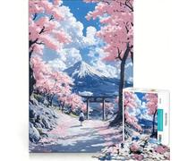 Rompecabezas para Adultos de 1000 Piezas: Camino de cerezos en Flor hacia Fuji Juego práctico para Relajarse y desconectar Ideal para Decorar el Escritorio 50x75cm