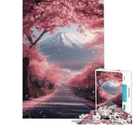 Rompecabezas para Adultos de 1000 Piezas Camino de Japón y cerezos en Flor Rompecabezas práctico para Adultos Mejora la Memoria cumpleaños y Navidad (tamaño 38x26cm)