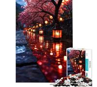 Rompecabezas para Adultos de 1000 Piezas Camino de Linterna Japonesa desafío de Inteligencia Cerebral Juguetes adictivos Juego práctico difícil Regalo de cumpleaños (tamaño 38x52cm)