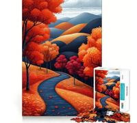 Rompecabezas para Adultos de 1000 Piezas Camino de otoño a través de colinas Juego de lógica de Ajuste preciso Juguete Divertido y fácil de Jugar (38x26cm)