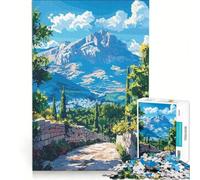 Rompecabezas para Adultos de 1000 Piezas Camino de Piedra con Vista a la montaña Juguete Educativo difícil y desafiante Que Mejora el Amor Entre Parejas 38x52cm