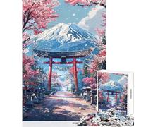 Rompecabezas para Adultos de 1000 Piezas Camino Sagrado Sakura al Fuji Juego Familiar para Mejorar la Memoria Juguete Decorativo para la Pared Fomenta el Amor Entre Parejas (38x52cm)
