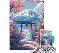 Rompecabezas para Adultos de 1000 Piezas Camino Sagrado Sakura al Fuji Rompecabezas práctico y desafiante Toda la Familia (tamaño 38x26cm)