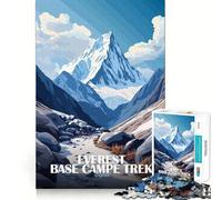 Rompecabezas para Adultos de 1000 Piezas Campamento Base del Everest,Trekking en Nepal,Corte, diversión,desafío Inteligente,Juego Tranquilo, (38x26cm)