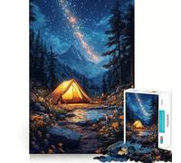 Rompecabezas para Adultos de 1000 Piezas Camping bajo la Vía Láctea,Bordes impecables,Divertido Juego de concentración Mental,Juego Tranquilo,decoración navideña,Regalo (38x52cm)