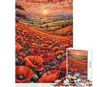 Rompecabezas para Adultos de 1000 Piezas Campo de Amapolas al Atardecer Juegos Familiares para divertirse en Familia Juguete Decorativo para Pared Ideal para Decorar el Escritorio (38x52cm)