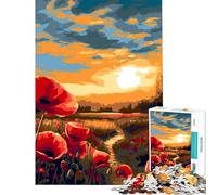 Rompecabezas para Adultos de 1000 Piezas Campo de Amapolas Juguete Educativo para Juegos de desafío Decoración de Pared Regalo Ideal para cumpleaños (tamaño 75x50cm)