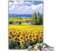 Rompecabezas para Adultos de 1000 Piezas, Campo de Girasoles para Mayores de 14 años, Juego de desafío único, Juegos Familiares, Regalos de cumpleaños y Navidad, 38x26cm