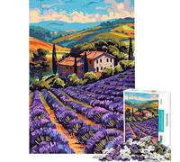 Rompecabezas para Adultos de 1000 Piezas Campo de Lavanda Villa Toscana ilustración Abstracta Minimalista Juguetes adictivos para Cultivar la Paciencia Juegoss y educativos Regalo de cumpleaños
