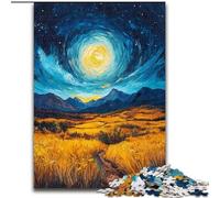 Rompecabezas para Adultos de 1000 Piezas Campos de arroz bajo el Cielo Nocturno Desafiante, Pero Divertido y Divertido cumpleaños y Otras Ocasiones (tamaño 50x75cm)