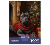 Rompecabezas para Adultos De 1000 Piezas Cane Corso in Festive Red Dog Christmas Portrait with Red Scarf Rompecabezas para Adultos Juego Práctico Decoración De Pared Cumpleaños Y Na
