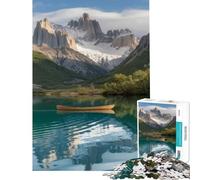 Rompecabezas para Adultos de 1000 Piezas Canoa en un Lago con Reflejo de montaña Diversión en casa desafío difícil Juguetes de decoración para el hogar para Mayores de 14 años 50x75cm