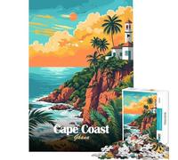 Rompecabezas para Adultos de 1000 Piezas Cape Coast Ghana póster de Viaje Juego Educativo desafío Juguete Juegos Familiares desafío difícil Ideas de Regalos (tamaño 38x52cm)